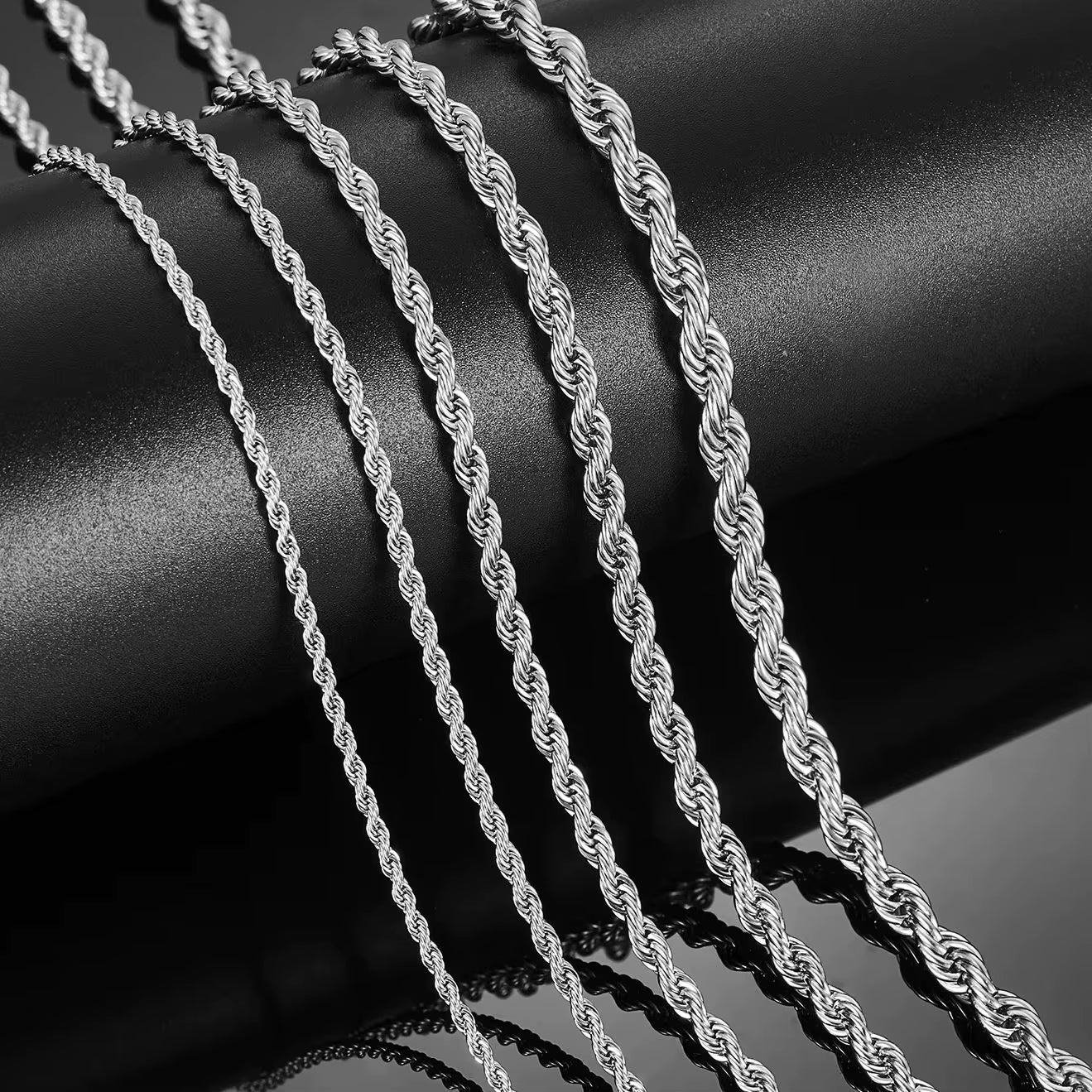 Men'S Stainless Steel Punk Twist Rope Chain Necklace for Women Silver Color Neck Choker Waterproof Fashion Jewelry Accessories