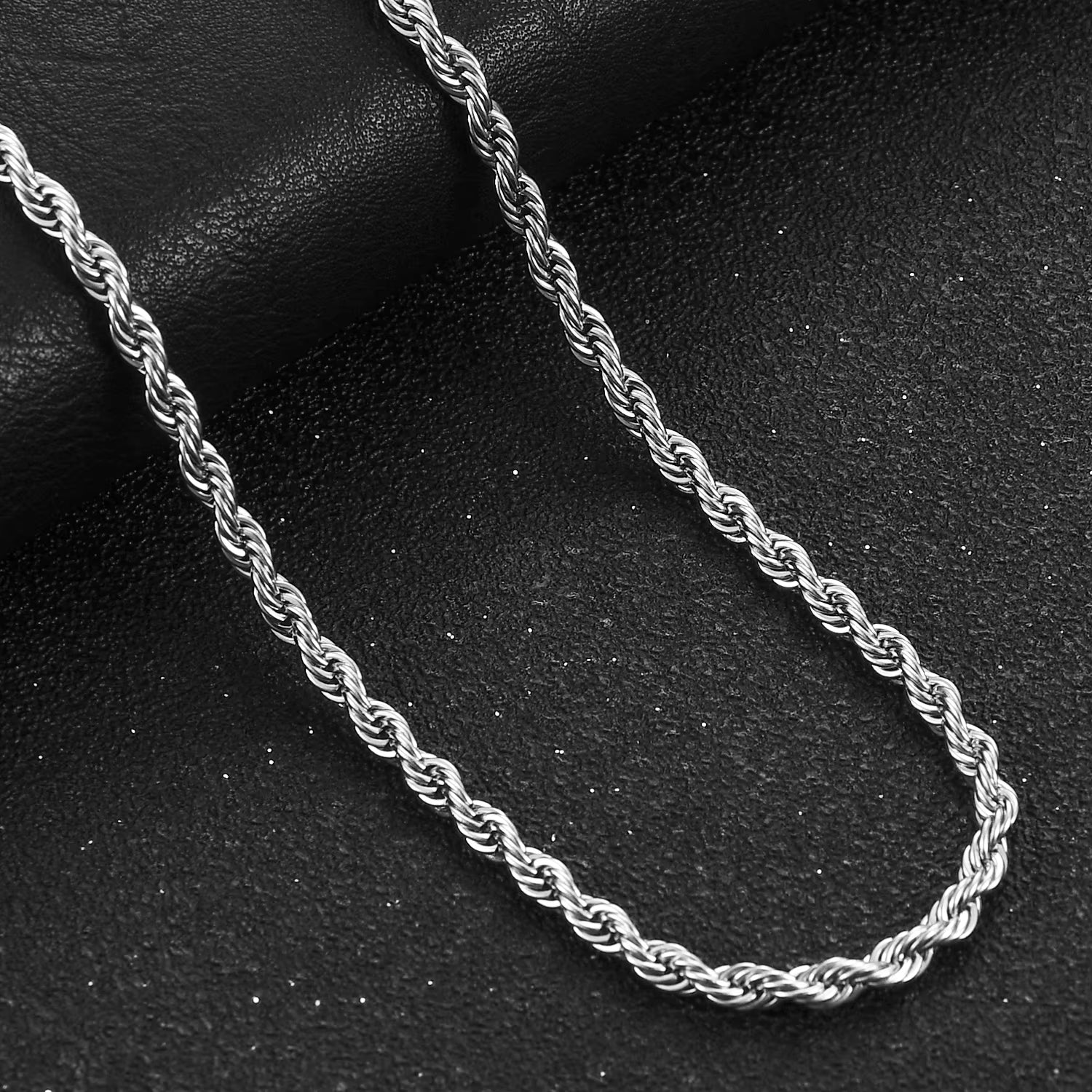 Men'S Stainless Steel Punk Twist Rope Chain Necklace for Women Silver Color Neck Choker Waterproof Fashion Jewelry Accessories