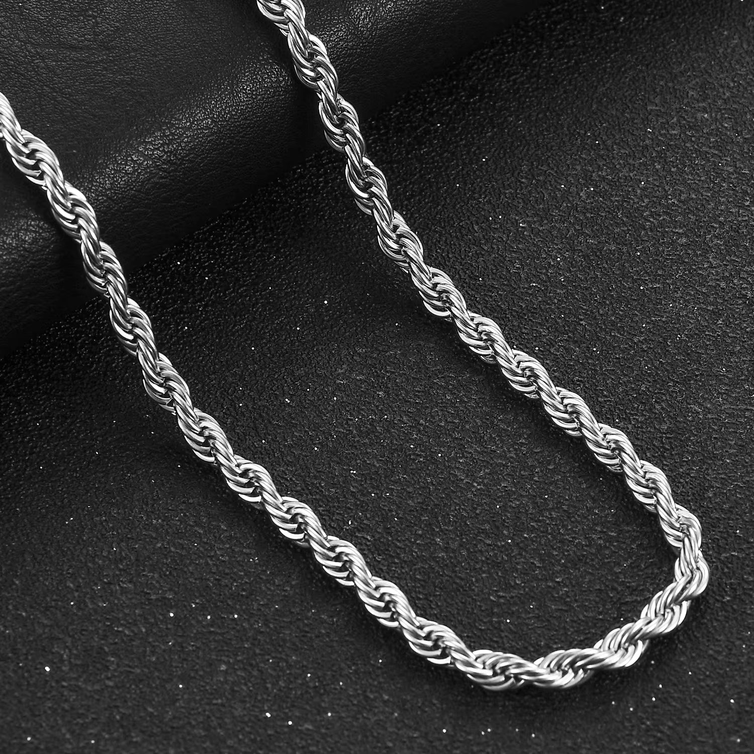 Men'S Stainless Steel Punk Twist Rope Chain Necklace for Women Silver Color Neck Choker Waterproof Fashion Jewelry Accessories