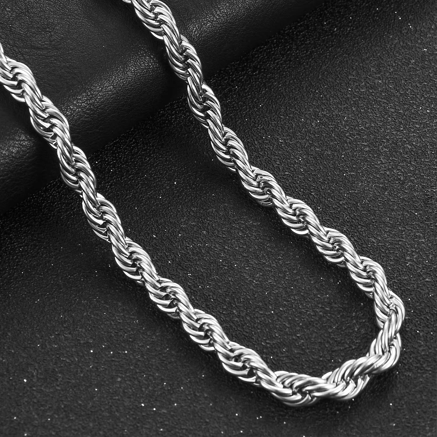 Men'S Stainless Steel Punk Twist Rope Chain Necklace for Women Silver Color Neck Choker Waterproof Fashion Jewelry Accessories