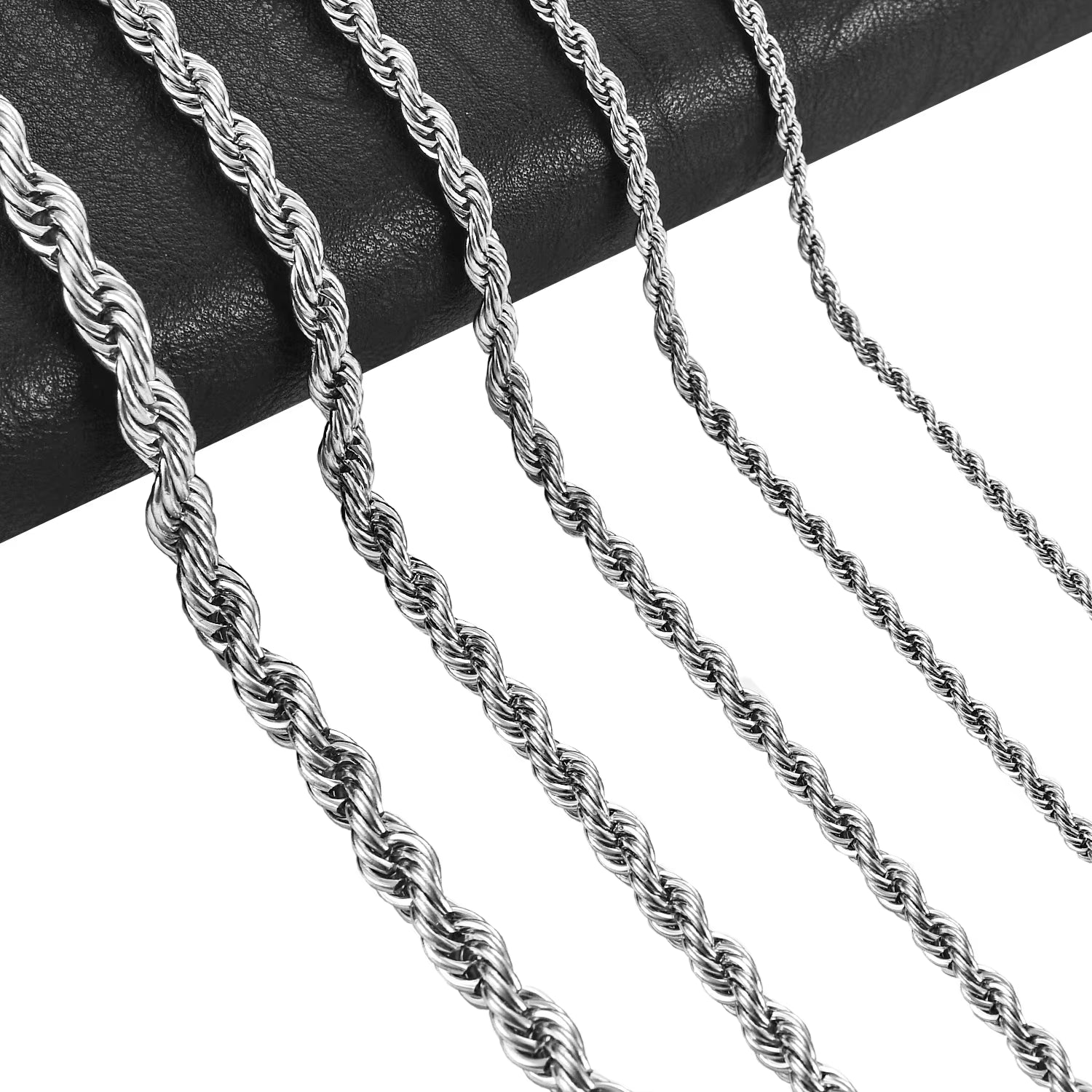 Men'S Stainless Steel Punk Twist Rope Chain Necklace for Women Silver Color Neck Choker Waterproof Fashion Jewelry Accessories