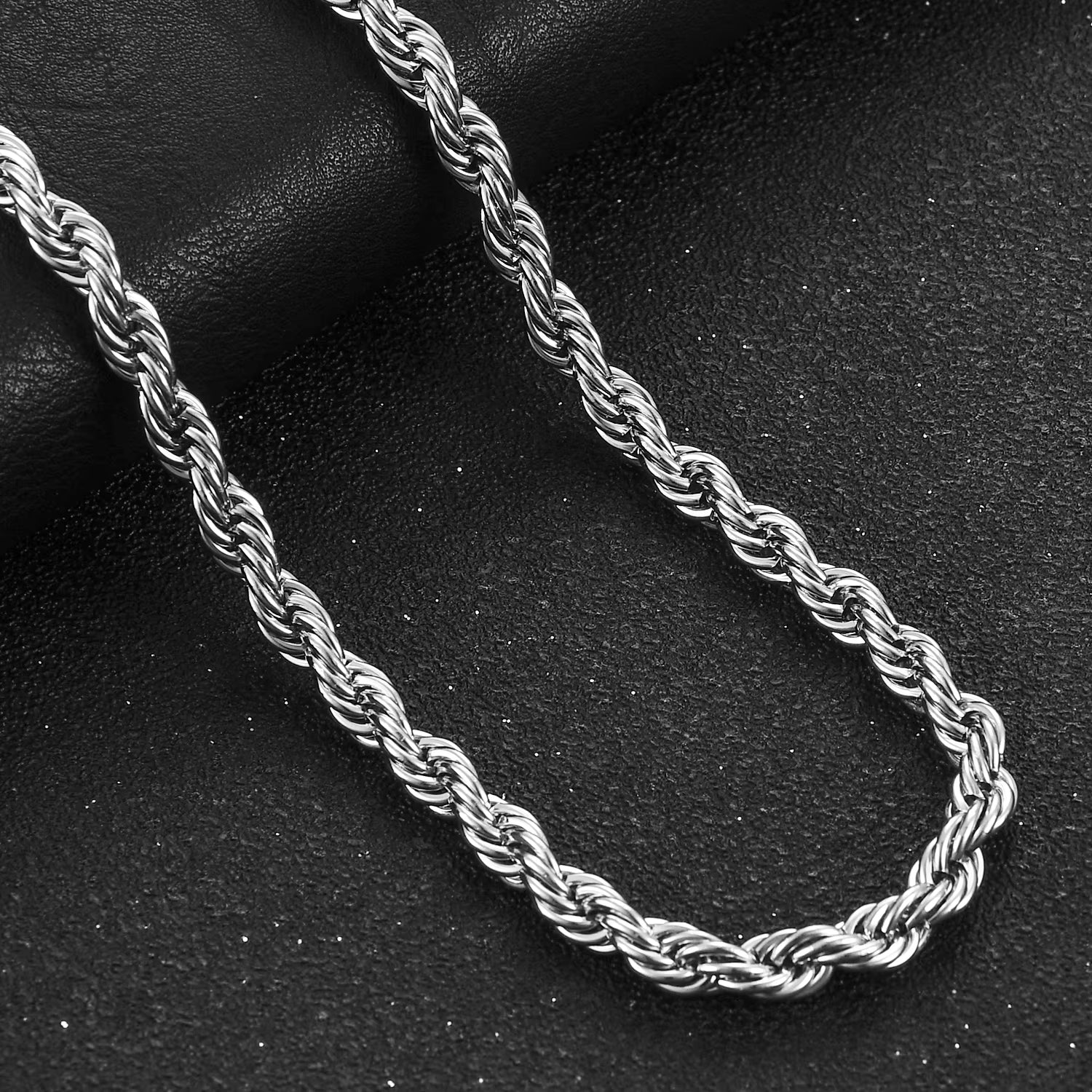 Men'S Stainless Steel Punk Twist Rope Chain Necklace for Women Silver Color Neck Choker Waterproof Fashion Jewelry Accessories