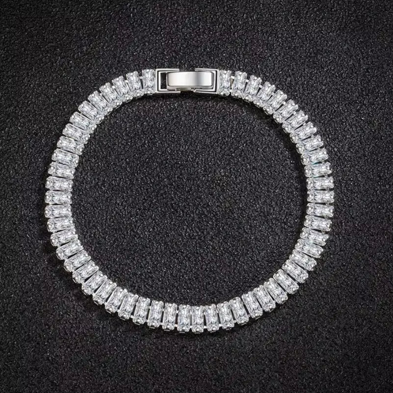 Noble 925 Sterling Silver Bracelet Elegant Zircon Crystal Fine Jewelry for Women Girl Engagement Wedding Glamour 18CM